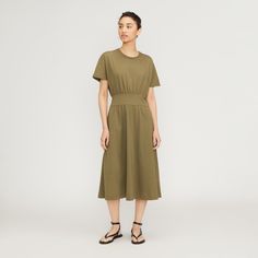 The Organic Cotton Waisted Dress Kalamata – Everlane Waisted Dress, Cinched Waist, Full Skirt, Heeled Sandals, Day Dresses, Midi Length, Sandals Heels, Bodice, Organic Cotton