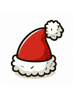 a santa claus hat with white snow on the top and red trimming around it