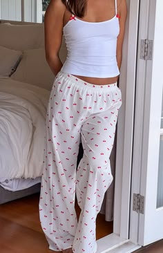 White Cherry Printed Pyjama Pants

How to style:
Cosy up in comfort with our Alexea Cherry Print Pajama Pants! Featuring the most adorable cherry print and made in a super soft lightweight material, these pj pants are perfect for lounging ()! Complete the look with the matching pj shirt or a white tank and sleep () in style.

Features:


  
 * Elasticated waistband with lots of stretch
 
 * Cherry print design
 
 * Unlined
 
 * Lightweight material
 
 * Mid rise fit
 
 * Wide leg
 
 * Little to Pj Fits, Floral Loungewear, Cute Pj Sets, Job Outfits, Pyjama Pants, Embroidered Bow, Cotton Pajama Pants, Prom Midi Dress, Pajama Fashion