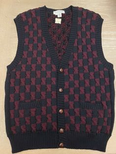 NWT Vtg Tricots St Raphael 100% New WOOL Sweater 5 Button Vest Navy Burgundy XL. Purchased at Nordstrom, pristine condition, never worn.  Armpit to armpit: 20"  Length: 27" College Shopping, Stanford Pines, St Raphael, Button Vest, Sweater Vest Mens, Vest Navy, Yarn Inspiration, Fancy Shoes, Vintage Fits