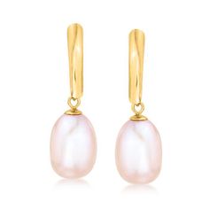 Ross-Simons - 8.5-9mm Pink Cultured Pearl Drop Earrings in 14kt Yellow Gold. Fit for a princess! These 8.5-9mm pink cultured freshwater pearl drop earrings in polished 14kt yellow gold will add a sense of sophistication and polish to your look. Blushing and romantic, they bring your jewelry collection a classic gleam at an affordable price. Hanging length is 7/8". Post/clutch, pink pearl drop earrings. Pearl birthstones are the perfect gift for June birthdays. Pink Pearl Drop Earrings, Pink Gold Pearl Drop Jewelry, Cheap Pink Pearl Drop Earrings, Gold Plated Pearl Drop Earrings, Fine Jewelry, Yellow Gold Pearl Drop Earrings, Fine Jewelry, Clutch Pink, Cultured Pearl Ring, Pink Pearl Earrings, Cultured Pearl Bracelet