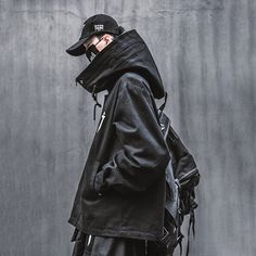 Mens Techwear, Winter Outfit For Women, Hood Cape, Male Jacket, Techwear Jacket, Layered Outfits, Street Jacket, Functional Clothing, Hood Jacket