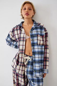 Out From Under Holiday Check Lounge Shirt | Urban Outfitters Lounge Shirt, Womens Pajamas, Pajama Shirt, Urban Outfitters Women, Check Shirt, Notched Collar, Soft Flannel, Pajamas Women, Shirt Top