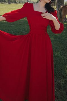 Flowy A-line Prom Dress, Prom Dresses For Prom Season, Solid Color Dresses With Fitted Bodice For Prom, Solid Color Prom Dress With Fitted Bodice, Solid Color Maxi Dress For Summer Prom, Maxi Length Dress For Prom, Solid Maxi Dress For Prom, Red A-line Summer Evening Dress, Summer A-line Chiffon Dress For Prom