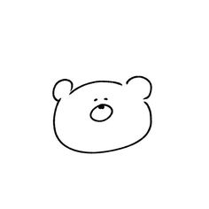 a black and white drawing of a teddy bear's head with one eye open