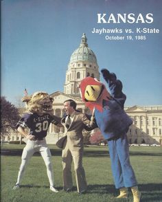 an advertisement for the kansas jayhawks vs k - state football team in front of the state capitol building