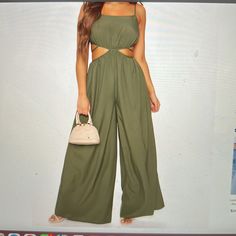 Olive Jumpsuit, 92% Polyester 8% Spandex, Adjustable Spaghetti Straps, Non Stretch, Extreme Wide Legs Olive Jumpsuit, Fashion Nova Plus Size, Brown Jumpsuits, Fashion Nova Jumpsuit, Grey Jumpsuit, Spaghetti Strap Rompers, Fashion Nova Pants, Satin Jumpsuit, Sequin Jumpsuit