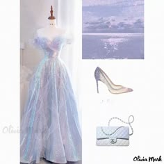 Olivia Mark - Shoulder Banquet Dress for Evening Events and Cocktail Parties Mirrorball Prom Dress, Swan Lake Inspired Dress, Aurora Borealis Dress, Wedding Dress With Skirt, Fairytale Prom Dress, Iridescent Prom Dress, Artistic Dress, Dress For Evening, Periwinkle Dress