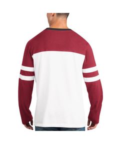 Make a spirited upgrade to your collection of Arizona Cardinals gear with this Halftime T-shirt by Starter. It features the team wordmark on satin fabric above an oversized Arizona Cardinals logo so that your enthusiasm stands out in a major way. The classic crew design gives this striking top a casual feel. White Varsity Jersey T-shirt, White Long Sleeve College T-shirt, White Long Sleeve T-shirt For College, Casual Jersey Shirt With Crew Neck, Casual Crew Neck Jersey Shirt, White Relaxed Fit Top For Game Day, White Casual Game Day Top, Casual White Tops For Game Day, Cotton Long Sleeve Fan Apparel Tops