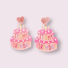 These Fun Fashion Earrings Are Perfect To Wear On Your Special Day. Features A Cute 2 Tier Glittery Birthday Cake And Candles. Glitter Heart. Back Is Blank. Lightweight. Material: Pmma Condition: New And Never Worn Tags: Birthday, Party, Celebration, Pink, Sparkly, Cake, Fun Whimsical Pink Earrings For Birthday, Pink Party Earrings For Mother's Day, Pink Earrings For Mother's Day Party, Personalized Earrings For Valentine's Day Party, Cute Earrings For Mother's Day Party, Cute Party Earrings For Mother's Day, Pink Earrings For Birthday And Valentine's Day, Fun Party Earrings For Valentine's Day, Personalized Pink Earrings For Party