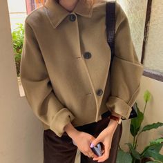 Chic Outerwear, Long Sleeve Coat, Wool Coats, Long Sleeves Coats, New Energy, Cotton Wool, 가을 패션, Coat Fashion, Batwing Sleeve