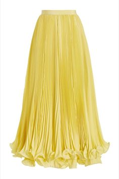 Nice Skirts, Bridesmaid Dresses Ideas, Yellow Outfits, Function Dresses, Vibrant Florals, Pleated Chiffon Skirt, Balloon Skirt, Olivier Rousteing, Crepe Skirts