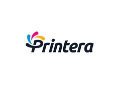 the logo for printera is shown in black and white