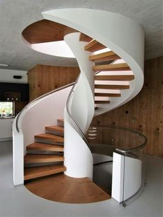 there is a spiral staircase in the house