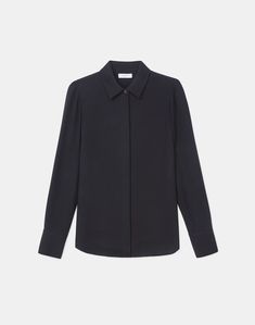 Silk Double Georgette Button Blouse | Lafayette 148 New York Blouse Tile, Georgette Shirt, Petite Blouses, Georgette Blouse, Expensive Taste, Button Blouse, Sweater Sale, Poplin Shirt, Plus Size Blouses