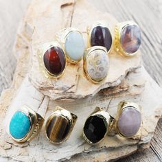 *Here is the best place to shop fashionable, stylish jewelry with premium quality and competitive price!We specialize in LARGE BULK ORDERS and can offer WHOLESALE PRICING - please ask if you have any questions. https://www.etsy.com/shop/ZhenAiaDesigns *Description: Adjustable ring, amethyst ring, natural jade ring, bohemian ring, 24K gold edge filled coral stone ring, DIY crafts *Quantity:1pcs/5pcs/10pcs/package *Material:Nickel Free Brass Plated  Size: *Quantity:1pcs/5pcs/10pcs/package *Color:O Gold Oval Crystal Ring With Natural Stones, Oval Gold Crystal Ring With Natural Stones, Gold Open Ring With Natural Stones, Gold Crystal Ring With Gemstone Accents, Gold Crystal Ring With Natural Stones, Gold Crystal Open Ring With Gemstone Accents, Bohemian Gold Rings With Large Stone, Bohemian Adjustable Crystal Ring With Gemstone Accents, Bohemian Crystal Open Ring With Large Stone