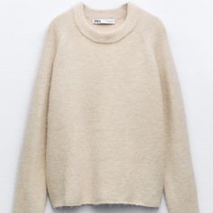 Zara Nwt Zara Winter White Sweater For Winter, Zara Cozy Soft Knit Sweater, Zara Soft Knit Winter Sweater, Zara Beige Soft Knit Sweater, Chic Zara Sweater In Soft Knit, Zara Chic Soft Knit Sweater, Chic Zara Soft Knit Sweater, Zara Soft Knit Sweater For Fall, Classic Zara Crew Neck Sweater