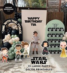 12 STAR WARS Cutout Decor Kids Birthday Party Large Printable Decoration Force Awakens Rey Snoke Kylo Ren Lawn Sign Photobooth Photo Booth - Etsy Star Wars Boy Birthday, Star Wars Themed Birthday Party Target, Rey Birthday Party Star Wars, Star Wars Slumber Party, Star Wars Sixth Birthday, Star Wars Lego Party Decorations, Stars Wars Birthday Party, Star Wars Party Decorations Birthdays, Star Wars Kids Birthday Party