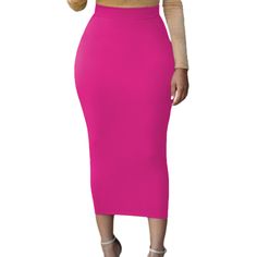 Solid Rosy High-waisted Bodycon Maxi Skirt Bodycon Maxi Skirt, Petticoat, Maxi Skirt, High Waisted, Skirt, Clothes For Women, For Women, Clothes