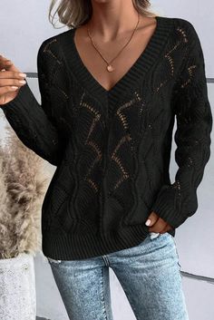 Features: Openwork Stretch: Slightly stretchy Material composition: 48% acrylic, 42% polyamide, 10% wool Care instructions: Machine wash cold. Tumble dry low. Imported Size US Bust Shoulder Sleeve Length Top Length S 4 40.6 22.4 18.9 24.8 M 6/8 42.9 23.6 18.9 25.6 L 10/12 45.3 24.8 18.9 26.4 XL 14/16 48.4 26.4 18.9 27.2 About Us: Welcome to Lizzie's! We hope you find unique pieces you'll love for years! We've been in the fashion business since 2016. You'll love our products and more importantly Fashion Boss Lady, Oversize Pullover, Elegant Sweater, Clothes Reference, Boss Girl, Estilo Chic, Drop Shoulder Sweaters, Women Shirts Blouse, Fashion 2024