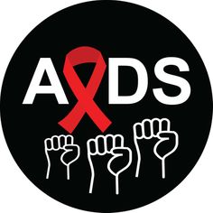 the aids symbol with hands raised in front of it