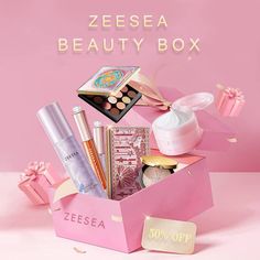 ZEESEA BEAUTY BOX UP TO $70 VALUE FOR $32* You don't know what's in the box but that's where the fun lies! We guarantee that you get the value back in these mystery boxes sent to your door every month.   Why love it? Super value, worth up to $70+ for only $32. FREE DELIVERY Cancel anytime before next month's box is sen Fashion Subscription Boxes, Perfume Gift Box Ideas Packaging, Mystery Box Ideas, Makeup Gift Box, Lucky Box, Beauty Subscription Boxes, Pink Gift Box, Mystery Boxes, Makeup Lovers