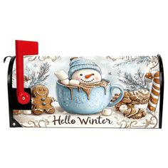 Get ready for the winter season with this stylish mailbox cover from XbHouse.  Measuring 21" x 18", this cover is perfect for standard size mailboxes and features a colorful design that will brighten up your outdoor space.  Made from durable polyester material, this cover is designed to withstand the harsh winter weather. The cover is easy to install with the included straps and plastic buckles, making it a hassle-free addition to your home improvement projects.   If you want to add a festive touch to your home, this Winter Wonderland mailbox cover is the perfect choice. Harsh Winter, Mailbox Cover, Hello Winter, Winter Weather, Colorful Design, Home Improvement Projects, Mailbox, Winter Season, Winter Wonderland