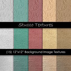 an assortment of stucco textures in different colors