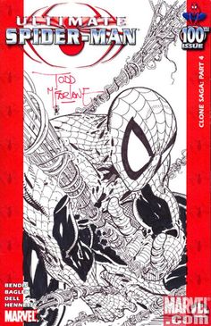 the cover to ultimate spider - man 1, drawn by mark milli and penciled by