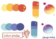 an assortment of different colored crayons and bubbles on a white background with the words color palettes written below them