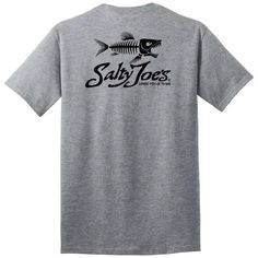 This is the fishing T shirt of the summer. Featuring our slogan "Where Fish Go To Die", this tee embodies the heart of fishing. Our new tee looks great fly fishing in a river, on a boat out on a lake, or even out in the ocean. Grab your Salty Joe's Skeleton Fish Heavyweight Cotton Tee today! Classic Heavyweight 6.1-ounce 100% Cotton T-Shirt Printed in the USA 1x1 rib knit collar Shoulder-to-shoulder taping Cover seamed neck Short Sleeve Fishing Shirt For Summer, Short Sleeve Shirt For Summer Fishing, Summer Fishing Tops With Crew Neck, Summer Fishing T-shirt With Crew Neck, Graphic Tee T-shirt For Fishing, Graphic Tee Short Sleeve T-shirt For Fishing, Summer Crew Neck T-shirt For Fishing, Graphic Print Short Sleeve T-shirt For Fishing, Casual Crew Neck Fishing T-shirt