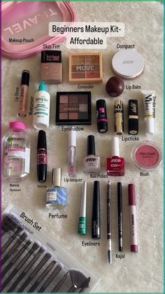 affordable beginner makeup kit Essential Makeup Products For Beginners, Mekup Items Names, Bridal Makeup Products List, Affordable Makeup Products In India, Indian Makeup Products, Makeup Items List, Basic Makeup Items, Makeup Essentials For Beginners, Everyday Makeup Essentials