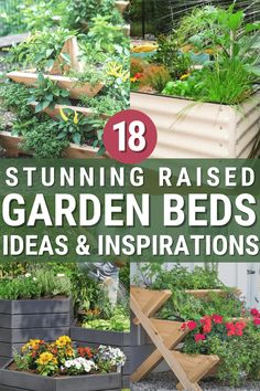 Whether you're just starting or ready to expand, here are some great raised garden bed ideas and inspiration! via @mystayathome Raised Garden Bed Ideas Layout, Stylish Raised Garden Beds, Raised Flower Garden Beds Layout, Raised Flower Beds Ideas, Front Yard Raised Beds, Raised Planters Ideas, Raised Garden Beds Layout Design Landscaping Ideas, Above Ground Garden Ideas, Bed Set Up Ideas