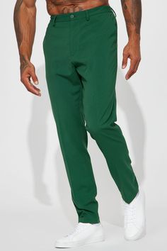 Available In Hunter. Button Closure Zip Fly Side Hand Pockets Slim Fit Inseam is 33 , can be tailored Pair with The Modern Stretch Suit Jacket Shell: 65% Polyester 33% Viscose 2% Spandex Lining: 100% Polyester Imported | Mens The Modern Stretch Slim Trouser in Hunter size 42 by Fashion Nova Green 4-way Stretch Elastane Pants, Green Elastane Pants With 4-way Stretch, Green Stretch Elastane Pants, Fitted Tapered Leg Dress Pants With Button Closure, Fitted Elastane Dress Pants For Spring, Green Slim Fit Pants For Business Casual, Fitted Green Elastane Bottoms, Fitted Single Button Bottoms For Business Casual, Single Button Flat Front Workwear Bottoms