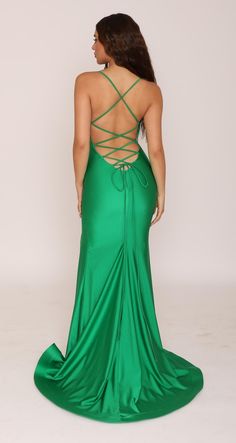 Nicole Bakti NI1029 fitted jersey gown with a lace up open back Nicole Bakti, Backless Dress Formal, Open Back, Lace Up, Turquoise, Lace, Red