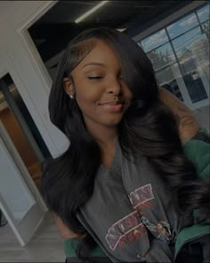 Deep Side Part Traditional Sew In, Sew In Hairstyles With Leave Out Color, Leave Out Ideas, See In Leave Out, Side Part See In With Leave Out, Black Sew In, Middle Part Leave Out, Side Part Leave Out, Sew In Black Women