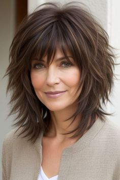 27  Shag Hairstyles Over 40 Shaggy Haircuts 24 Asymmetrical Shag Haircut, Shaggy Haircut, Hair Styles Shoulder Length, Best Hairstyles For Women, Layered Haircuts For Medium Hair, Shaggy Haircuts, Age Gracefully