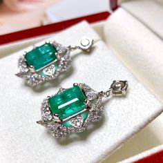 PROFESSIONALLY MADE TO ORDER Takes 5-7 days to handcraft, diamond setting, and 3 more days for UPS EXPRESS (free shipping). So a total of 10 days after clear payment is expected. -All dimensions, carat weights, and QUALITY are the minimum of what you will receive. You will get only bigger, better, or more sparkling items! For rings, they will be made in your size from scratch, PERFECTLY FOR YOU!! And because of this, you will have a choice to choose whether you want your piece in White Gold, Yel Aaa Quality Dangle Jewelry For Gifts, Exquisite White Gold Dangle Jewelry, High-quality Emerald Wedding Jewelry, Exquisite Dangle Chandelier Earrings, Emerald Drop Gemstone Earrings, White Gold Chandelier Earrings With Elegant Design, Fine Jewelry Bridal Drop Earrings, Aaa Quality Drop Earrings For Wedding, Handmade Luxury Bridal Earrings