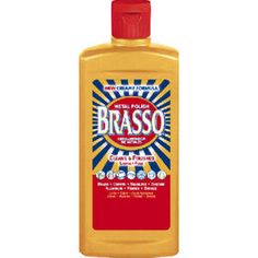 a bottle of brasso cleaner on a white background