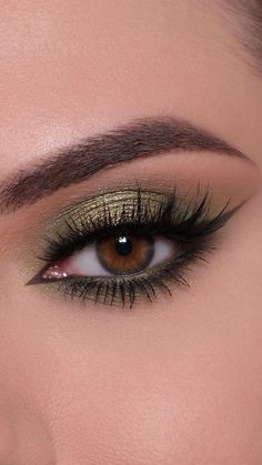 Eyeshadow Hazel Green Eyes, Brown Eyes With Green Eyeshadow, Make Up For Green Eyes Tutorial, Green Eyeshadow Looks For Brown Eyes, Eye Makeup For Green Dress, Green Eyeshadow Brown Eyes, Green Eyeshadow Makeup Looks, Makeup For Sage Green Dress, Olive Green Eye Makeup