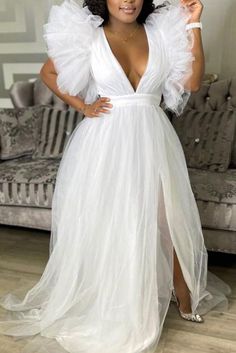 White Tulle Dress, Afrikaanse Mode, Tulle Ball Gown, Vestido Plus Size, White Short Dress, Maxi Robes, Pregnancy Maxi Dress, Plus Size Maxi, New Dresses