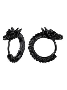 PRICES MAY VARY. 🔸Material: Made of stainless steel,non-deformable, and hypoallergenic. High polished on the surface, smooth and comfortable to wear. 🐉 Vintage dragon hoop earrings for men and women,punk style, suit for biker, hip hop, rock and gothic fans. 🔸Package: Comes in a wonderful box ready for gift giving, with a black pouch. 🔸Best gift choice for birthday, anniversary, holidays, stocking stuffers, graduation, Christmas, Valentine's Day, Father's Day, Easter, Halloween, Christianity Nickel-free Black Jewelry For Streetwear, Black Nickel-free Jewelry For Streetwear, Black Metal Punk Hoop Earrings, Black Hoop Jewelry For Streetwear, Black Stainless Steel Hoop Jewelry, Adjustable Black Metal Cartilage Earrings, Black Hypoallergenic Hoop Earrings In Stainless Steel, Hypoallergenic Black Punk Jewelry, Black Stainless Steel Hoop Earrings As Gift