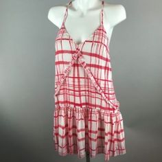 The Cutest Mini Dress With Just A Little Ruffle. Plaid Parachute Dress. Polyester. Machine Wash. Inside Lining. White V-neck Dress For Picnic, Summer Red Mini Dress For Picnic, Red Mini Dress For Summer Picnic, White V-neck Picnic Dress, Red Summer Mini Dress For Holiday, Vacation Sleeveless Plaid Mini Dress, Plaid Sleeveless Mini Dress For Vacation, Plaid Sundress For Beach, Cute Plaid Dress For Vacation