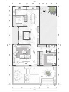 the floor plan for a house with two floors and three rooms, including one bedroom