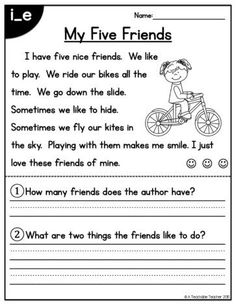 a worksheet for reading the five friends with pictures and words to help students understand what they are doing