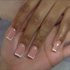 French Tips Square Nails, French Tips Square, Blush Nails, Unique Acrylic Nails