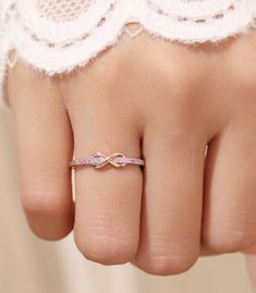 Infinity Band Ring, Mountain Ring, Infinity Band, Ring Matching, Friend Birthday Gift, Pink Sapphire Ring, White Diamond Ring, Matching Ring, Infinity Ring