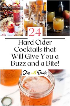 Collage of 4 hard cider cocktails. Strawberry Cider, Charcuterie Board Party, Making Hard Cider, Batch Cocktail Recipe