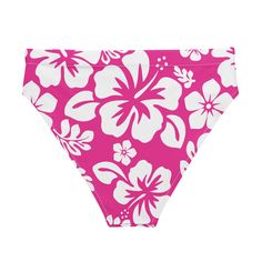 Turn heads at the beach with our hottie pink and white hibiscus flowers on white high waisted bikini bottom. These bold and playful flowers will make a statement while providing the perfect fit to flatter your figure. Enjoy comfort and style all in one! Bathing suit bottom is comfortable, high-waisted, and double-layered. • Double-layered and non-reversible • Tear-away care label • Zig-zag stitching *Swimsuit top only and two piece set with this design are listed and sold separately. This produc White Floral Print Pool Bottoms, Hawaiian Swimwear With Hibiscus Print For Beach Party, Hawaiian Hibiscus Print Swimwear For Beach Party, White Floral Print Bottoms For Beach Party, White Tropical Bottoms For Pool, White Tropical Pool Bottoms, Pink Hibiscus Print Swimwear For Beach Party, Pink Tropical High-waist Swimwear, Tropical High Waist Pink Swimwear