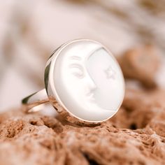 Vintage White Moonstone Face Carving Ring, 925 Sterling Silver Ring, Promise Ring, White Moonstone Ring & Pendant, Carving Crystal Ring, Ring For Women 👉NOTES:- As a Manufacturer, We Can Create Gemstone Jewelry in Different Stone Colors, Shapes, and Sizes. Custom Designs are Welcome.. 💎Silver Product Details ☛ Material:- High Quality Solid 925 Sterling Silver ☛ Real Gemstones:- Moon Face Carving 15x15mm ☛ Stone Shape/Size:- 100% Natural Gemstone ☛ Style :- Boho & hippie ☛ Gross Wt:- 3.65 Gram ☛ Stone Creation:- Unheated-Untreated ☛ Free Shipping:- USPS/India Post/Fedex/Ups 👉Benefits of Wearing Silver Artisan of Silver Gemstone Jewellery in India is considered highly auspicious. As a metal, silver offers significant health benefits that have been recognized across cultures for centuries. Rings Moon, Star Face, Face Jewelry, Carving Stone, Ring Moon, Face Carving, Face Ring, Face Jewellery, White Moon